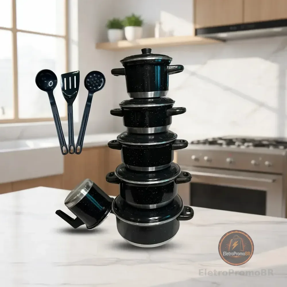 Jogo De Panelas Com 6 Peças + Cor Preto Pigmentado