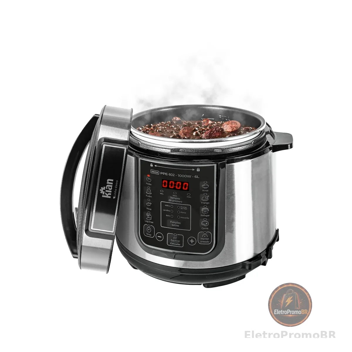 Kian - Panela de Pressão Elétrica 6 litros 127V Inox PPE-102