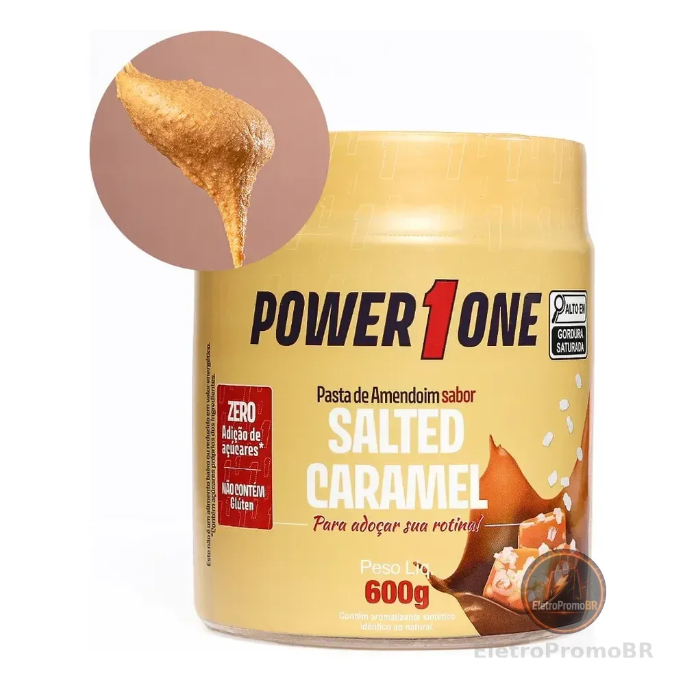 Pasta Amendoim Caramelo Salgado Power1one 600g Sem Glúten
