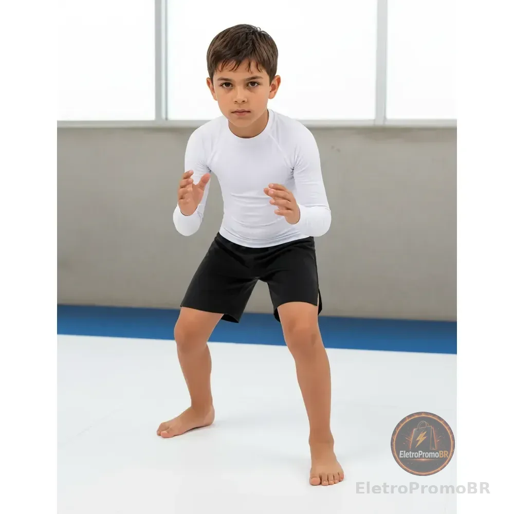 Rash Guard Kids Infantil Jiujitsu Manga Longa Treino Academi Branco Lisa 10