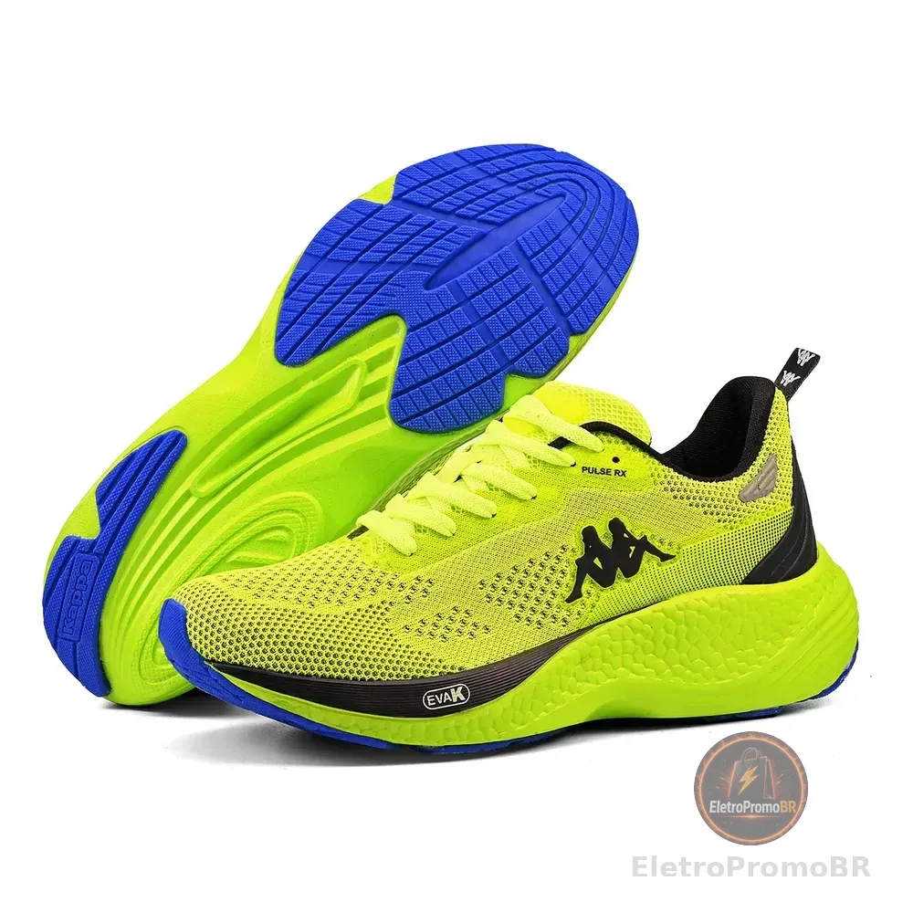 Tênis Kappa Pulse Rx Unissex Corrida Conforto Amarelo Limão-royal 41