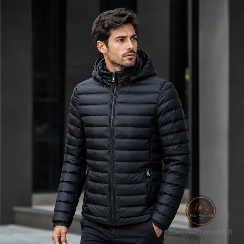 Jaqueta Masculina Puffer Corta Vento Bobojaco Blusa De Frio Preto M