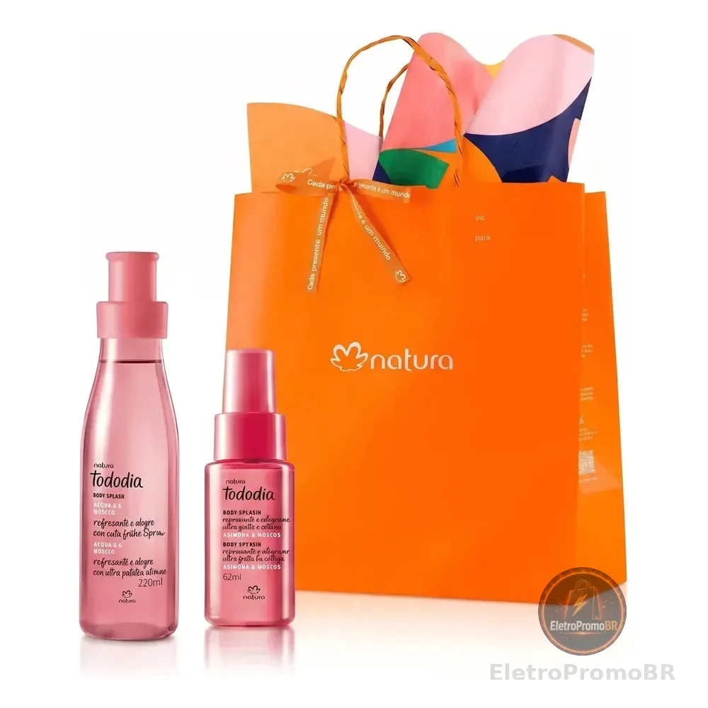 Kit Presente Body Splash Acerola Tododia: Body Splash 200ml + Miniatura Body Splash 60ml + Sacola De Presente P