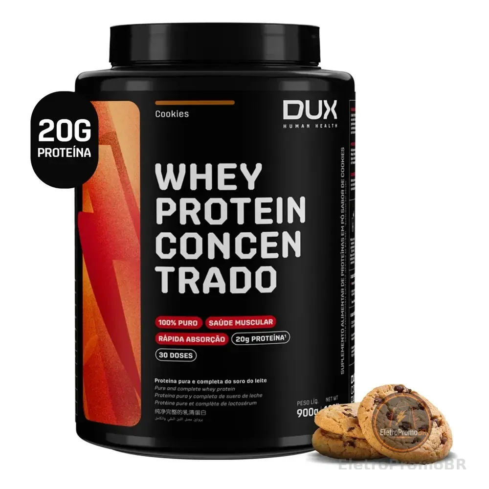 Dux Human Health Whey Protein Concentrado Suplemento 900g Biscoitos