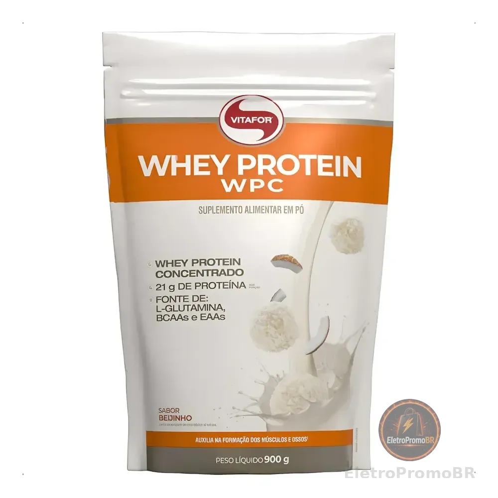 Vitafor | Whey Protein Concentrado | Pouch 900gr | 100% Whey Sabor Beijinho