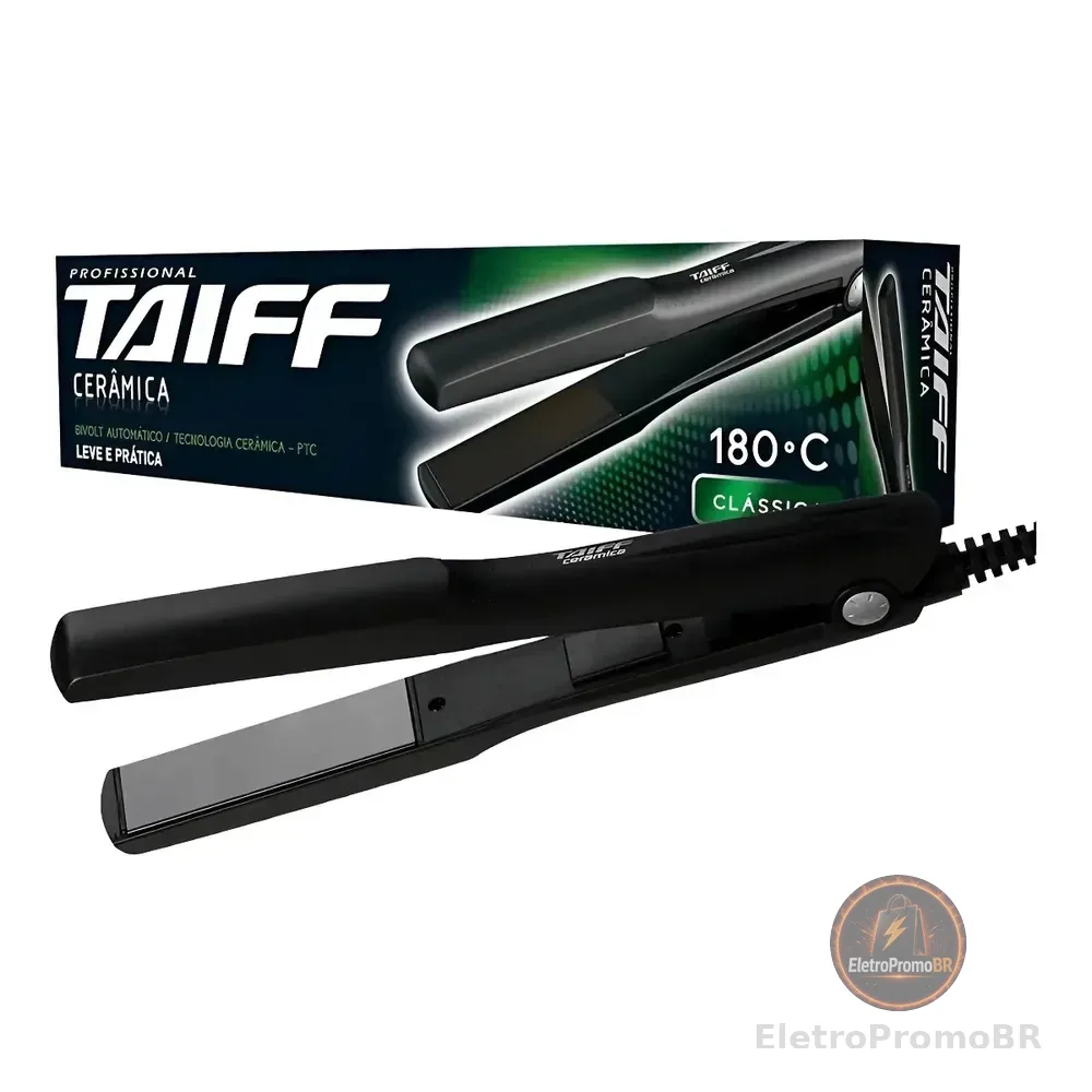 Prancha Cerâmica Profissional Classic 180° Taiff Bivolt Preto 127/220v