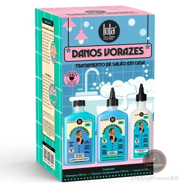 Kit Lola Danos Vorazes Shampoo 250ml + Booster 250ml + Leave-In 200ml