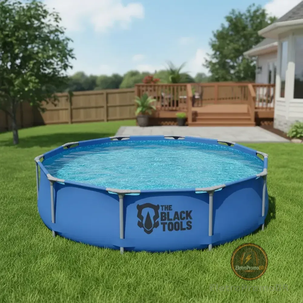 Piscina Redonda Estrutural Plástico 6500 Litros 3.60m Azul Lisa