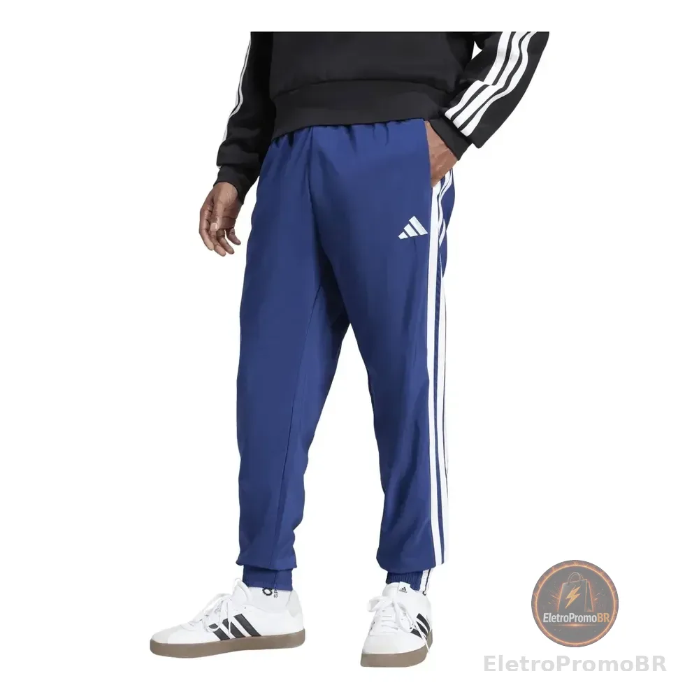 Calça Masculina Essentials Três Listras adidas Azul Lisa M