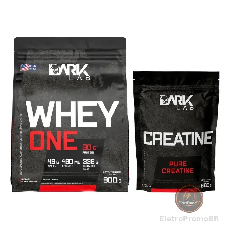 Kit Whey Protein Sabor Morango 900g  + Creatina Monohidratada 600g - Dark Lab