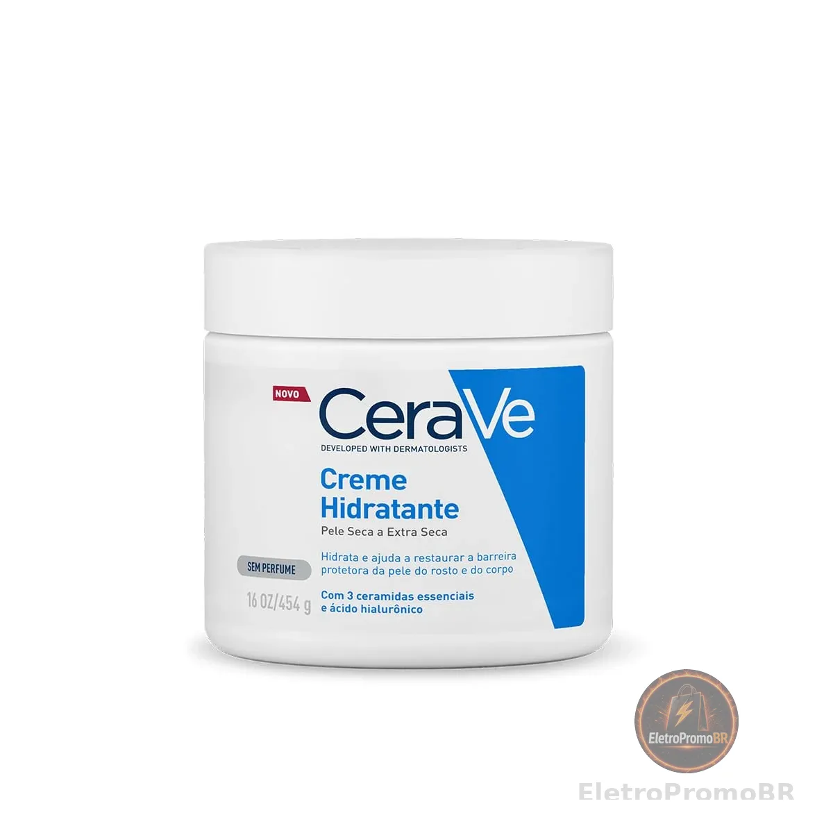 CeraVe Creme Hidratante Corporal, para Pele Seca a Extra Seca, com 3 Ceramidas Essenciais e Ácido Hialurônico, Hidratação Profunda e Duradoura, Tecnologia MVE, Sem Perfume, 453g