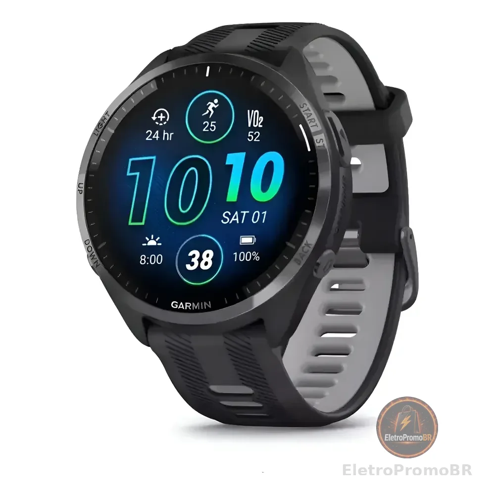 Smartwatch Gps Garmin Forerunner 965 Music 47mm Vo2 Triatlon Preto