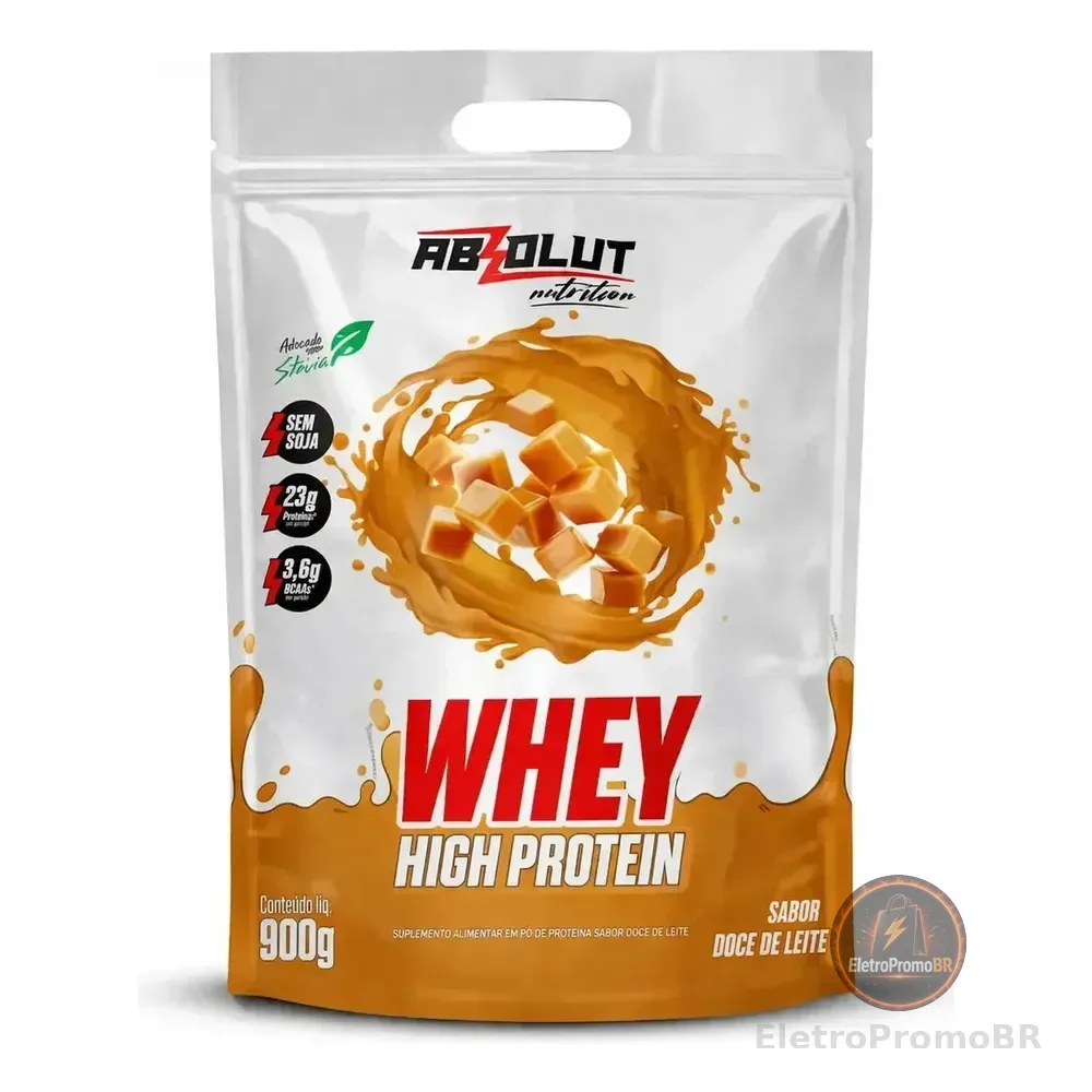 Whey Protein Concentrado High Protein Pouch 900g Doce De Leite - Absolut Nutrition - Ganho De Massa Muscular Hipertrofia