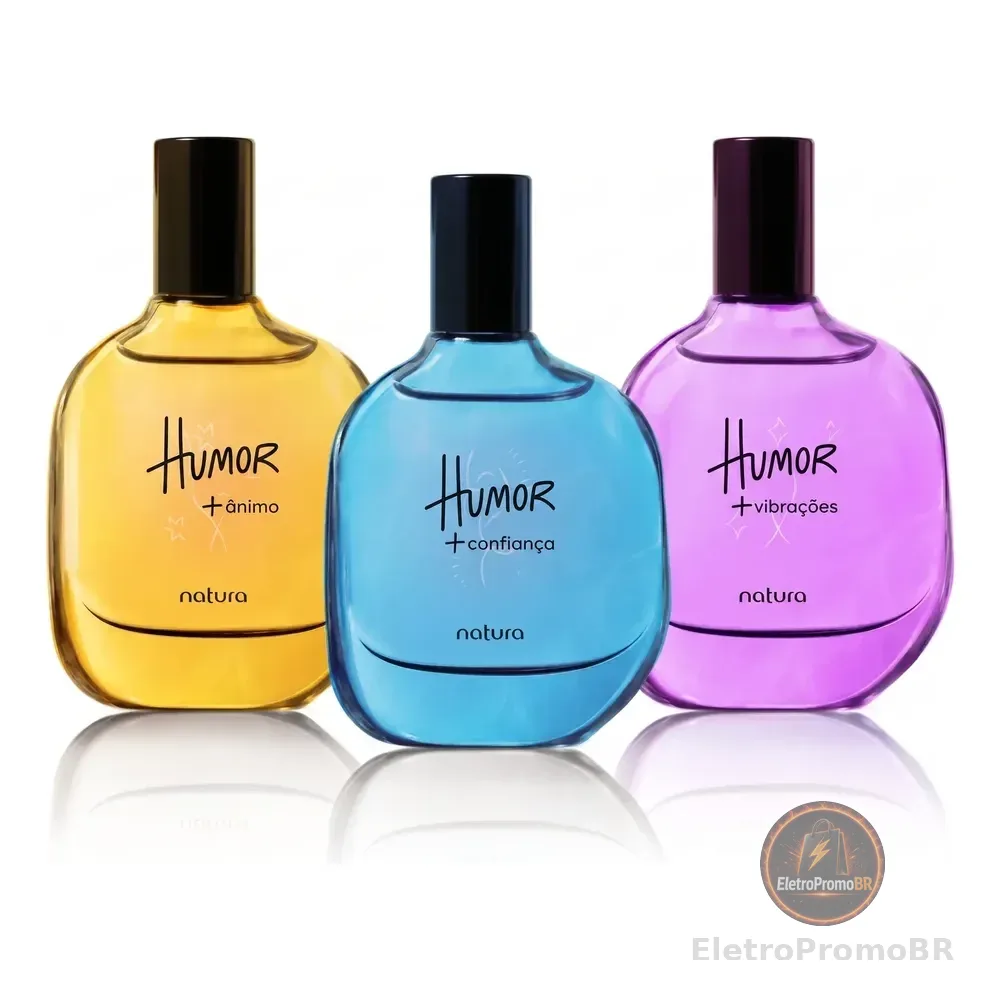Kit Natura Humor Mood Boosters: Colônia Vibrações 25ml + Confiança 25ml + Ânimo 25ml (layering/sobreposições))