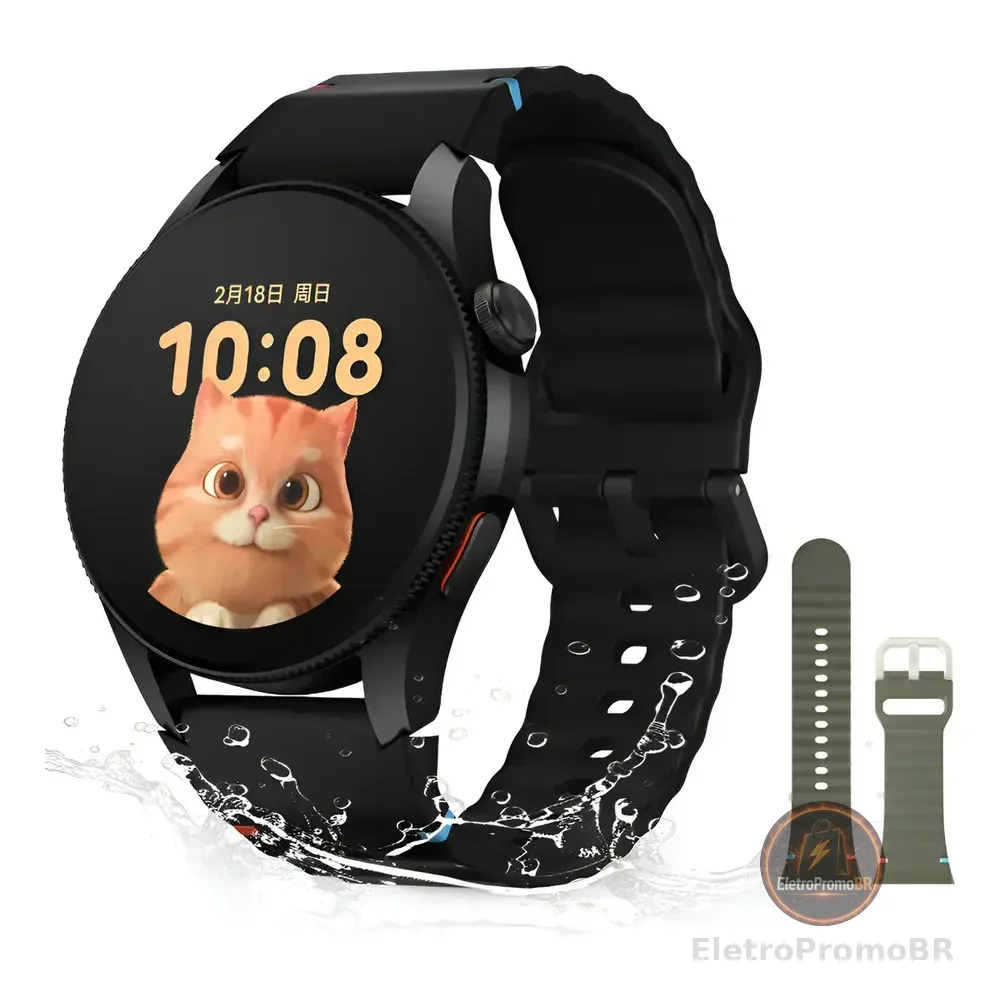 Smartwatch Aurafit G12 Gps Amoled 1.43  Bluetooth Resistente Água 3atm Laranja-escuro Mesh Preto Verde Exército Preto