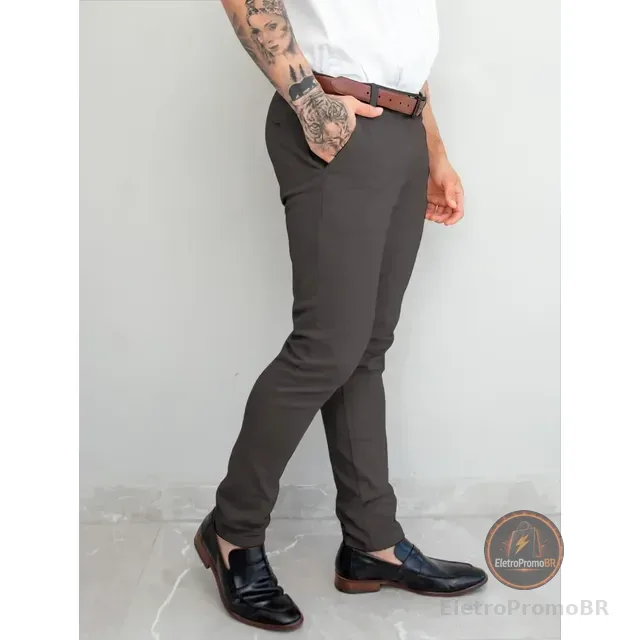 Calça Alfaiataria Masculina Sarja Social Slim Sport Fino