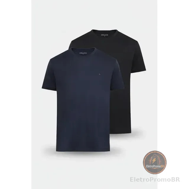 Kit 2 Camisetas Aramis Básicas Preto E Marinho
