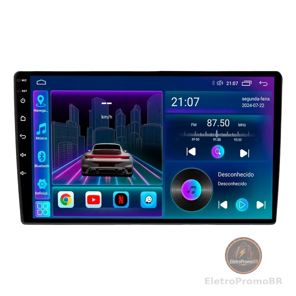 Multimidia Universal 9p Octacore Carplay 6gb 128gb Adak Preto