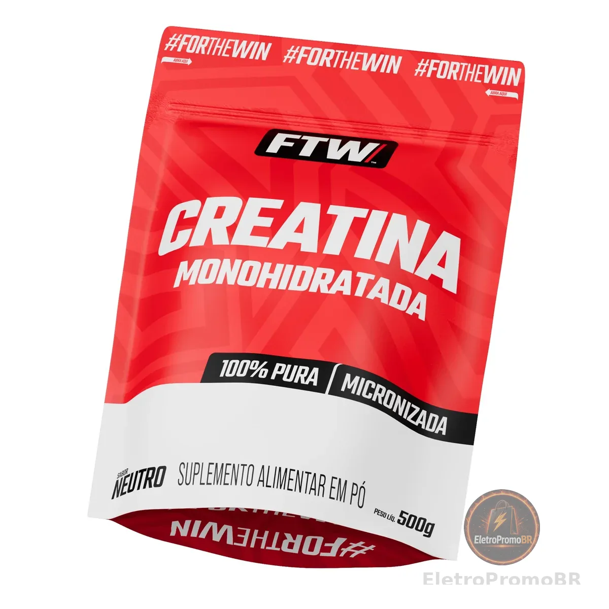 Creatina Pura 500G Refil Monohidratada FTW - Sem sabor Explosão de Energia, Força e Resistência - Absorção Rápida para Ganho de Massa e Performance
