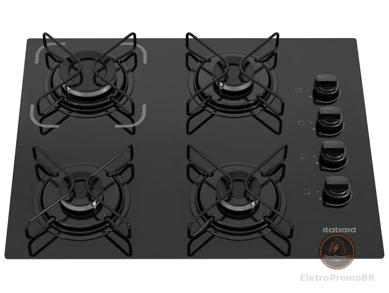 Cooktop 4 Bocas Itatiaia Essencial com Mesa de Vidro Temperado e Acendimento Automático Preto Bivolt