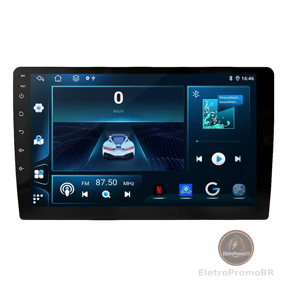 Multimidia Uppertech Universal 9p Octacore Carplay 6gb 128gb Preto