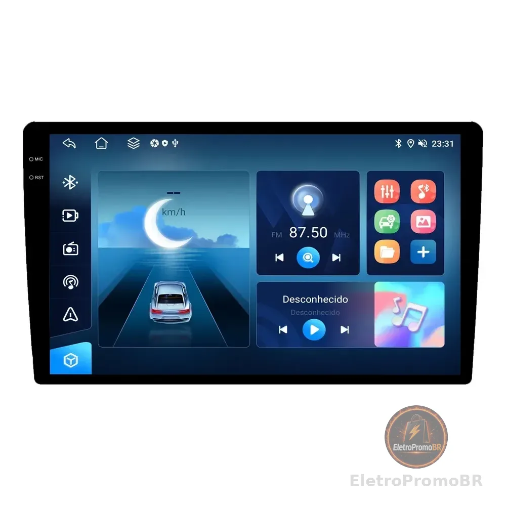 Multimidia Universal 9p Octacore Android Carplay 4/64gb Preto