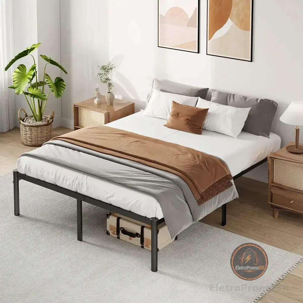 Estrado De Cama Casal Hot Wheels Preto Romantic Crown Com Armazenamento