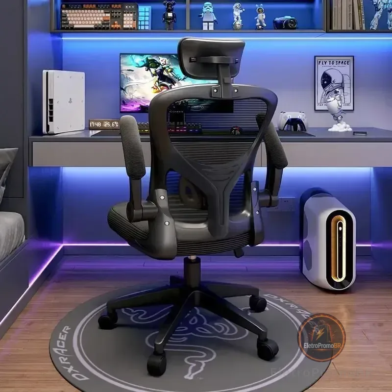 Cadeira Escritório Gamer Ergonômica Reclinável Giratoria 360 Preto Espuma De Malha