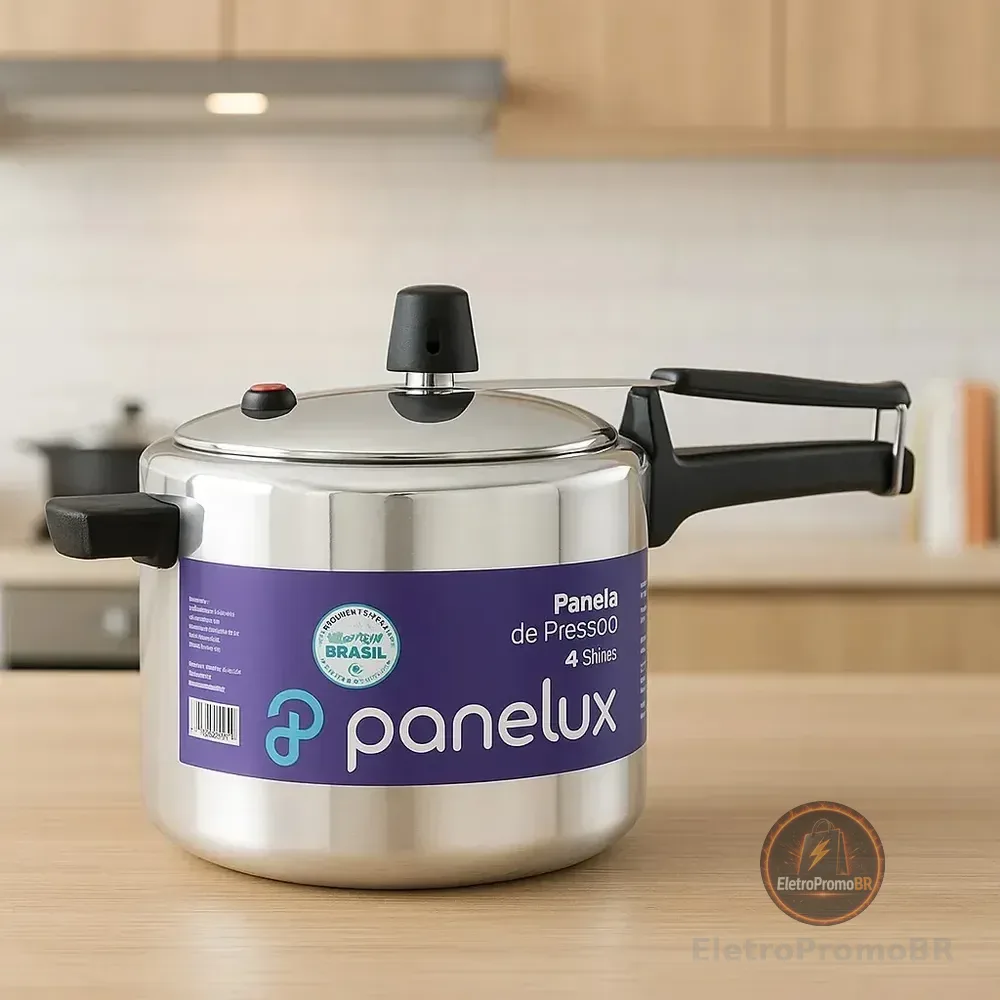 Panela De Pressão 4,5l Panelux Classic Alumínio Polido Inmetro Alça Ergonômica Fogo Médio Cinza