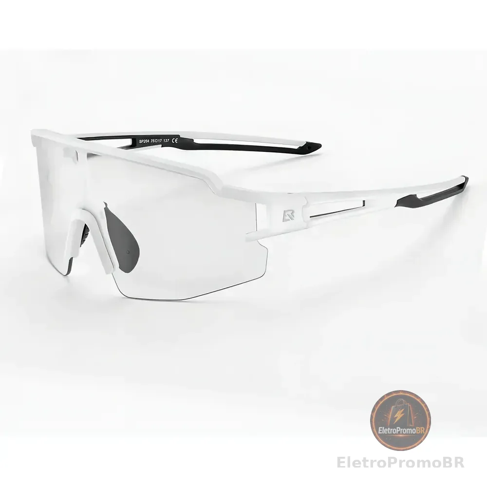 Óculos Ciclismo Rockbros Rb-10172 Branco Lente Fotocromática E Clip Lente De Grau Desenho Esportivo