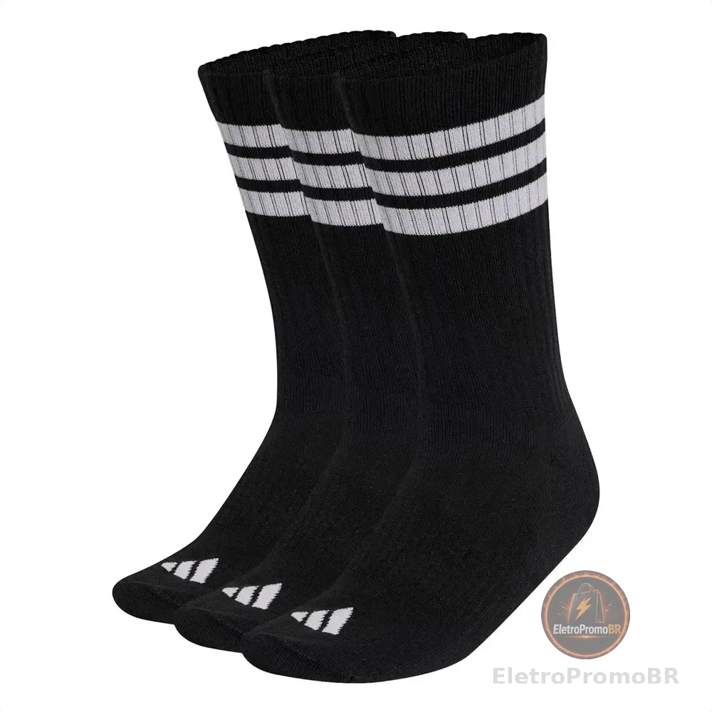 Meia adidas Cano Médio Três Litras Sportswear Preto Preto M