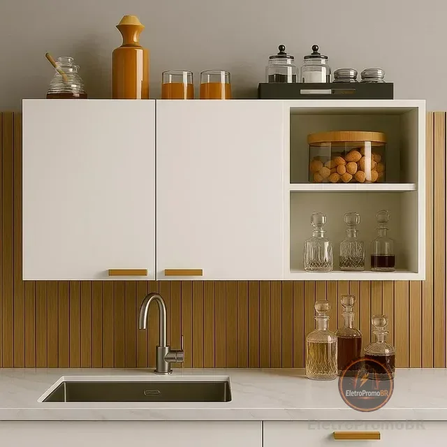 Armário De Cozinha Multiuso Aéreo C/ Nicho Moderno Ajl Store