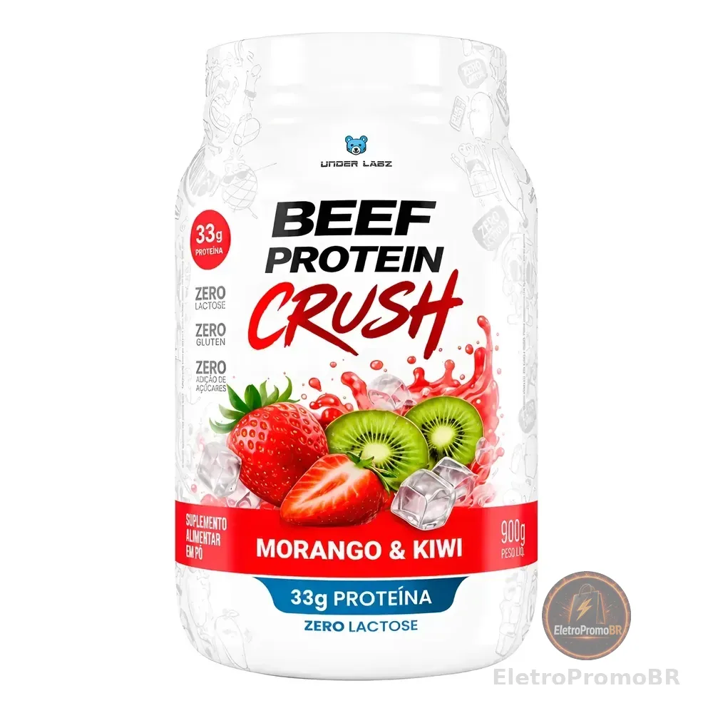 Beef Protein Crush Under Labz Whey Isolado Hidrolisada Carne Morango E Kiwi 910g