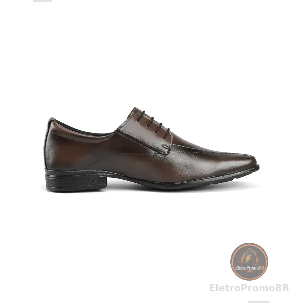 Sapato Social Masculino Confortável Clássico Elegante Marrom Marrom Fosco 39 Br