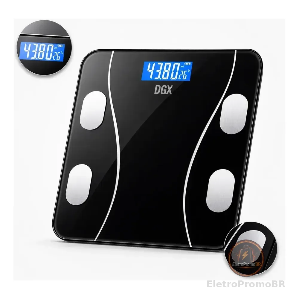 Balança Digital Smart Corporal Bioimpedância Profissional Preto 3v