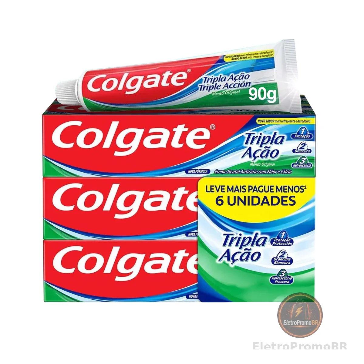 Creme Dental Colgate Tripla Ação Menta Original 90g 6 unidades