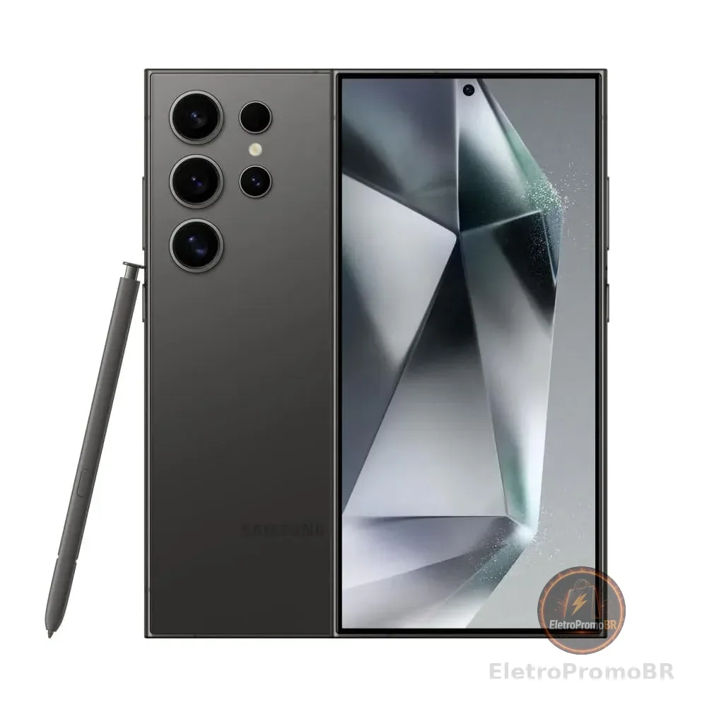 Smartphone Samsung Galaxy S24 Ultra, Galaxy AI, Selfie de 12MP, Tela de 6.8" 1-120Hz, 256GB, 12GB RAM - Titânio Preto