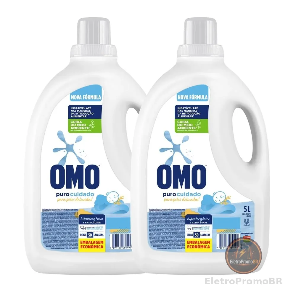 Omo Sabão Líquido 2 Unidades Puro Cuidado 5L