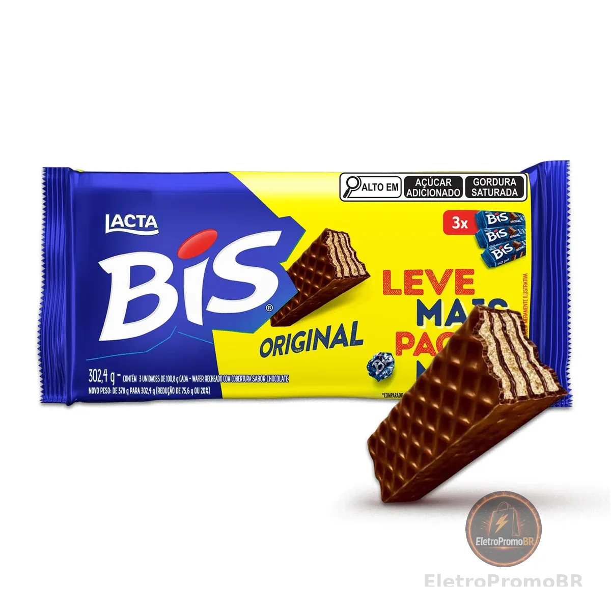 Bis Original Ao Leite - Kit com 3 unidades de 100,8g