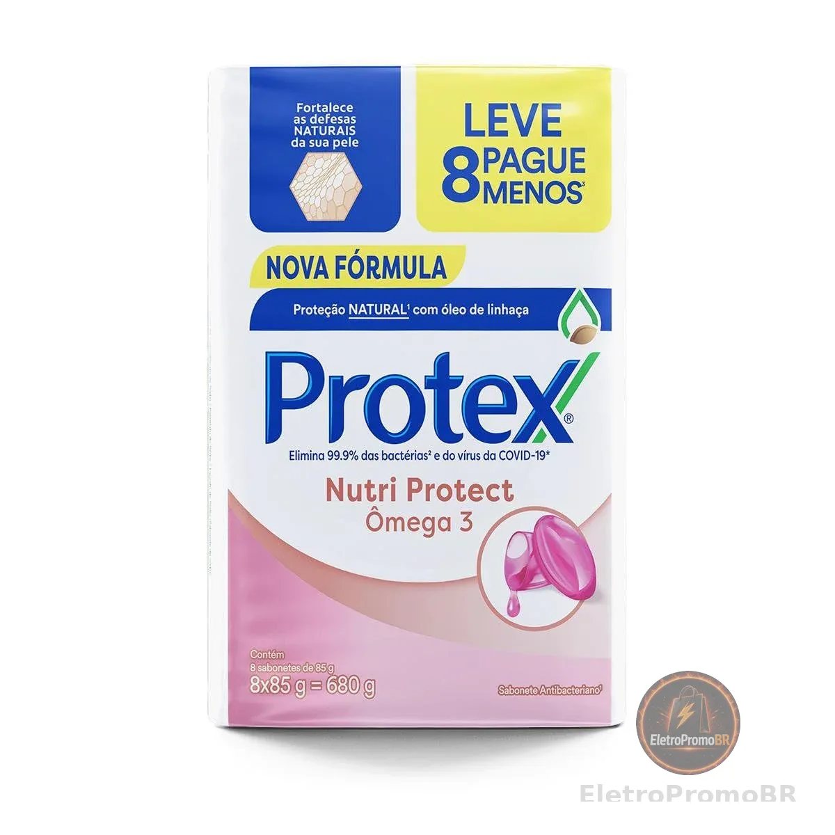 Sabonete em Barra Antibacteriano Protex Nutri Protect Ômega 3 8 un de 85g Promo Leve Mais Pague Menos
