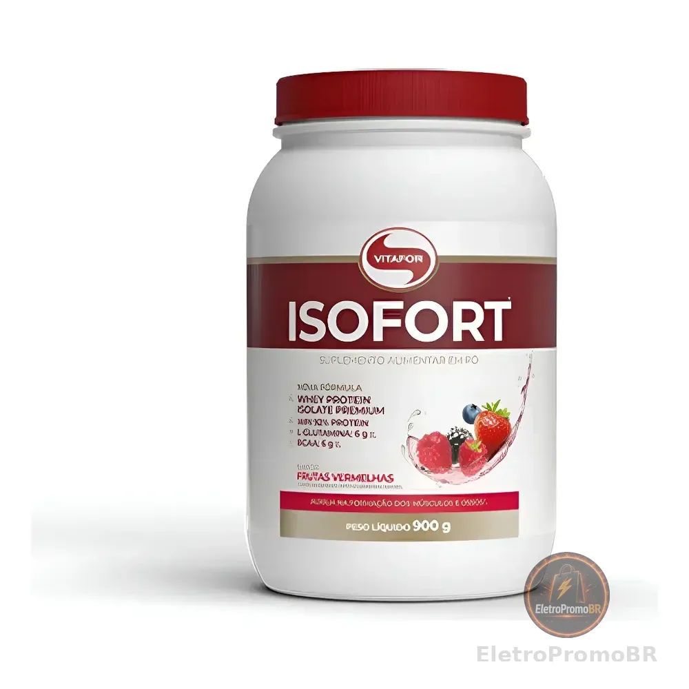 Whey Protein Isolado Isofort Frutas Vermelhas 900g - Vitafor Frutas Vermelhas