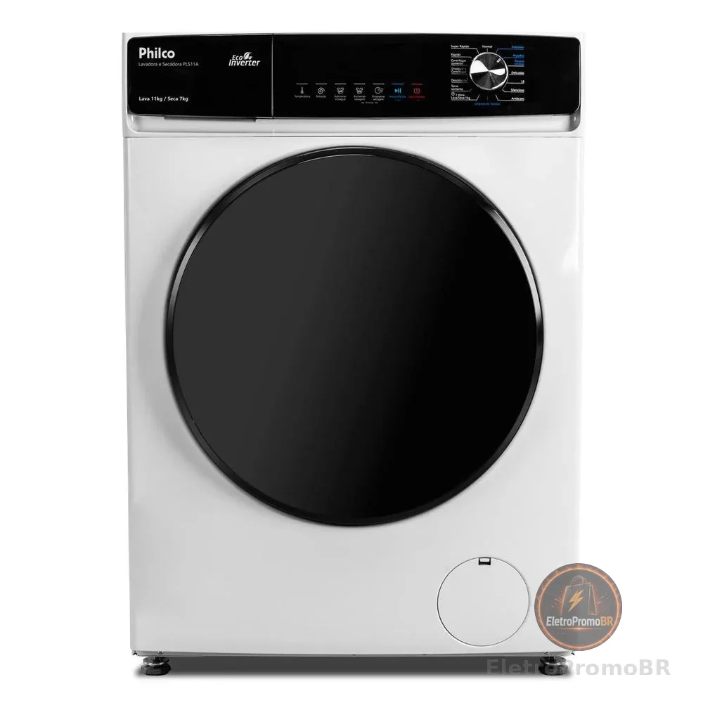 Lava e Seca Philco 11kg Pls11a Eco Invertplus 16 Programas Lavagem Branca