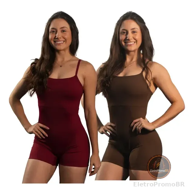 Kit 2 Macaquinho Curto Fitness Poli Academia