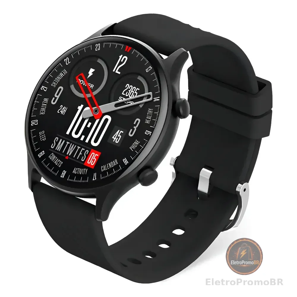 Smartwatch Relógio Inteligente Bazik Prime W38 Pro Max 47mm Tela Amoled 1.51 Hd Faz Chamadas Bluetooth Bateria 460mah Monitor Cardíaco Esportivo Ip67 Compatível Android E Ios Pulseira Silicone Preto