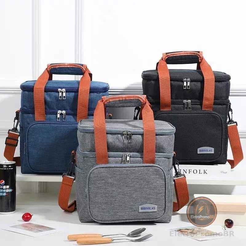 Bolsa Termica Grande Capacidade Lancheira Expansível Com Dupla Camada