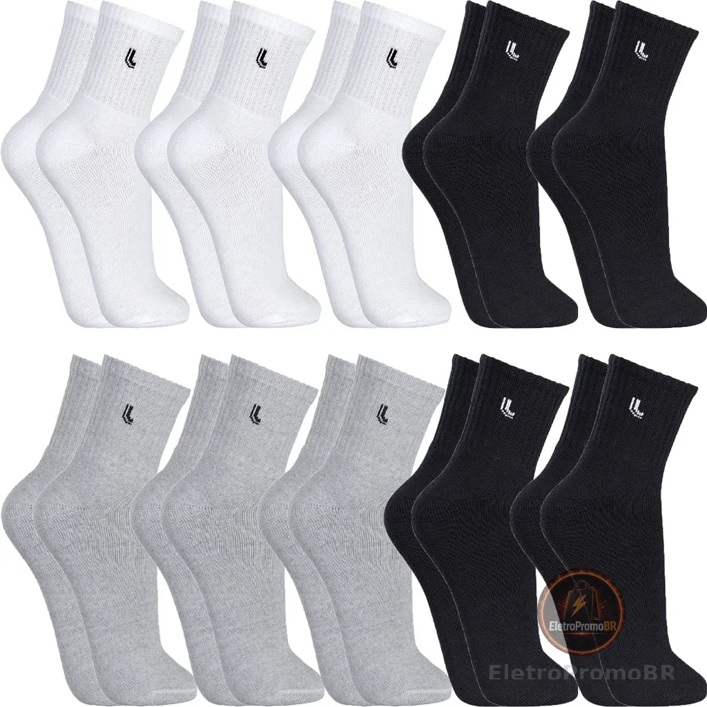 Kit 10 Pares Meias Lupo Original Cano Médio Alto Algodão Masculina Feminina Meia Atoalhada Grossa