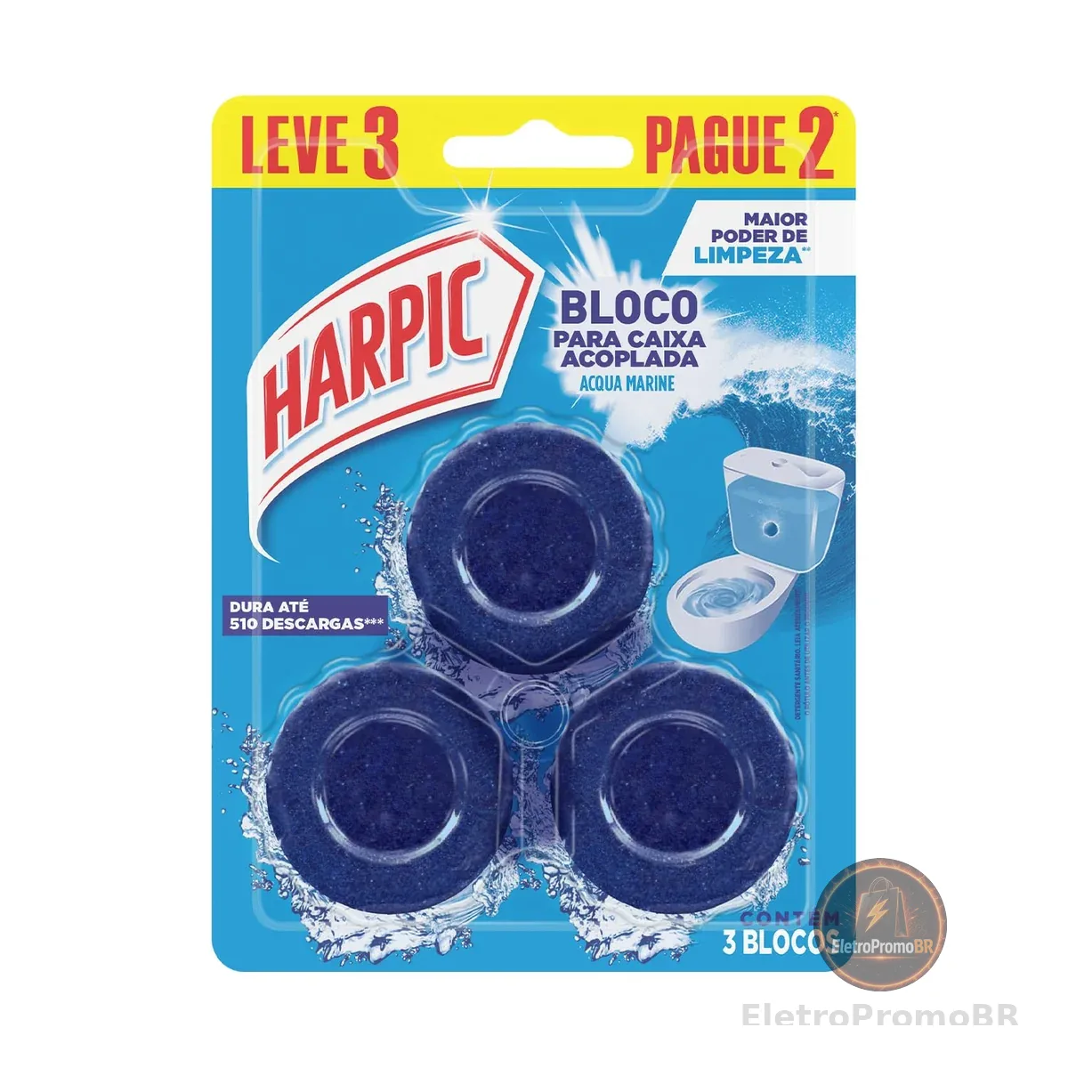 Harpic Bloco Sanitário para Caixa Acoplada Marine 3 unidades