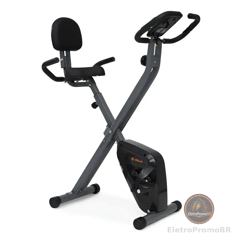 Bicicleta Ergométrica Vertical Magnética Dobrável X-bike Com Encosto Vollo Preto