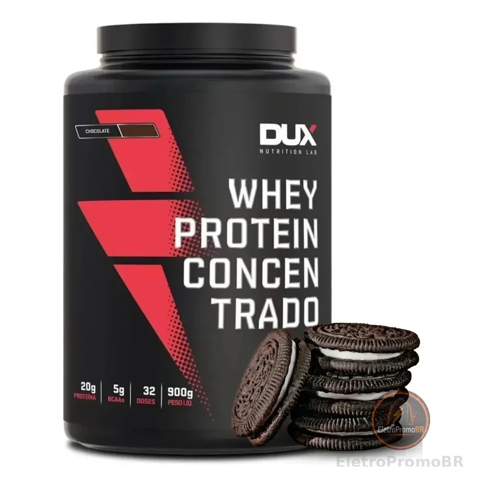 Dux Whey Concentrado 100% Puro Para Ganho De Massa 900g Sabor Cookies Biscoitos