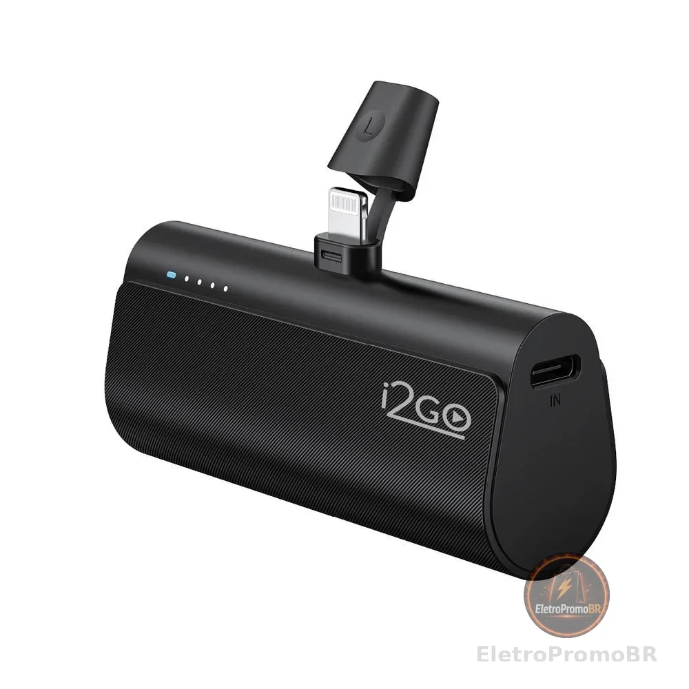 Carregador Portatil Power Bank Pocket i2GO 5000mAh Lightning iPhone 5 até 14 Sem Fio Rápido e Leve